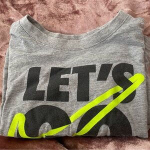 Nike Kids Let's Go Gray T-Shirt with Neon Yellow Accents Size M